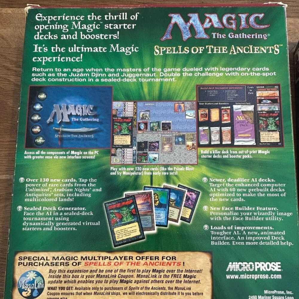 Lot of 2 MAGIC THE GATHERING Microprose PC Game and Expansion Set Complete 1997
